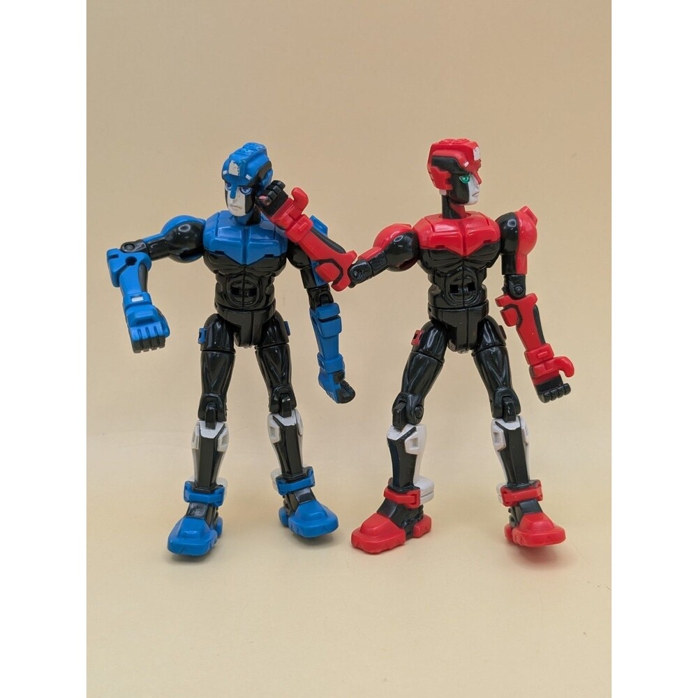 Lot of 2 Mattel Max Steel N-Tek 4" Action Figures Blue & Red Poseable Loose Toys